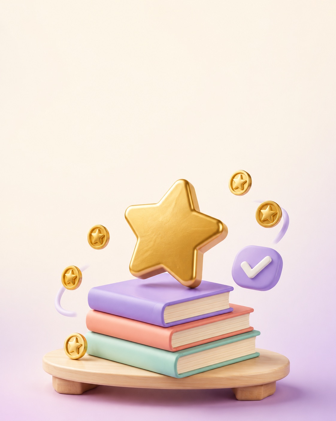 本から浮かぶ金色の星とコイン。Questifyの家族の冒険を表すイラスト